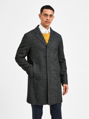 Μάλλινο παλτό χειμωνιάτικο Selected Homme γκρι