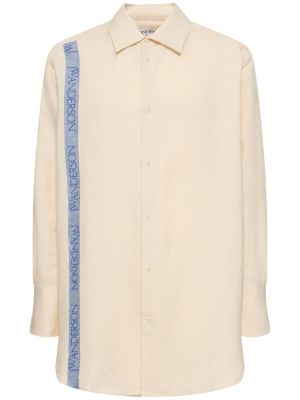 Camicia di lino di cotone oversize Jw Anderson bianco