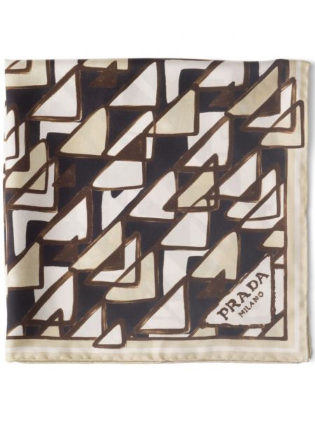 Fular de mătase cu imagine cu imprimeu geometric Prada negru