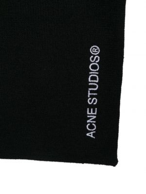 Dzianinowa haftowana szal Acne Studios czarna