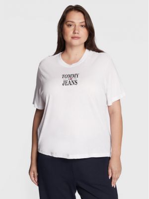 Priliehavé tričko Tommy Jeans Curve biela