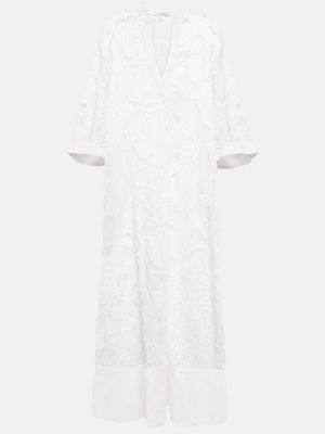 Krajkové bavlněné dlouhé šaty Dorothee Schumacher bílé