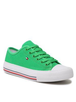 Кружевные кеды на шнуровке Tommy Hilfiger зеленые