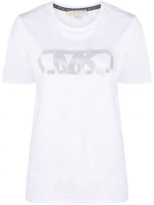 Křišťálové tvídové kožené tričko Michael Michael Kors