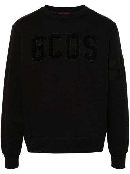 Pamučna dugi sweatshirt s vezom Gcds crna