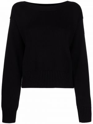 Памучен пуловер Moncler черно