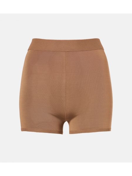 Shorts med hög midja i stickad Saint Laurent beige