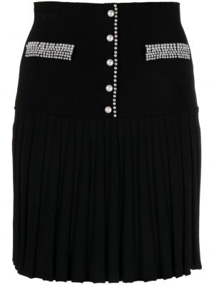 Dzianinowa spódnica z perełkami plisowana Sandro czarna