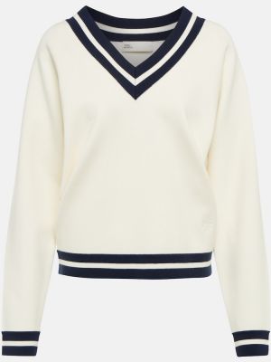 Vlněný svetr s výstřihem do v Tory Sport bílý