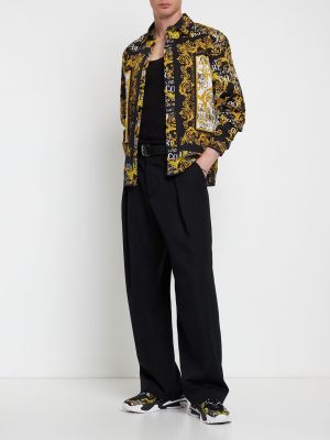 Bavlnená košeľa s potlačou Versace Jeans Couture čierna