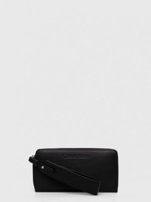 Czarny portfel skórzany ze skóry ekologicznej Calvin Klein