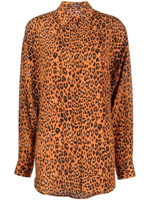 Leopard trykt silke krage bluse Ermanno Scervino oransje