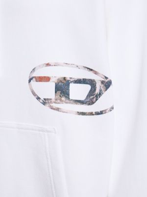 Bluza z kapturem polarowa bawełniana z nadrukiem Diesel biała