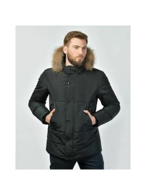 Куртка Gallotti зимняя, силуэт прямой, капюшон, отделка мехом, 52 черный