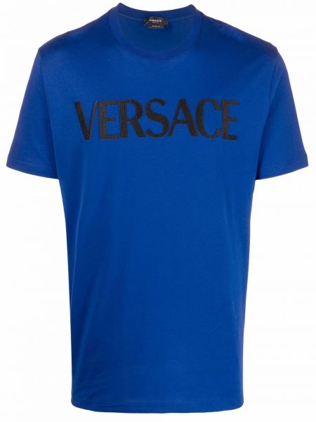 Camiseta con bordado Versace azul