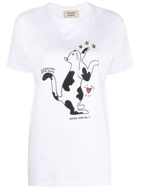T-krekls ar apdruku Alessandro Enriquez balts