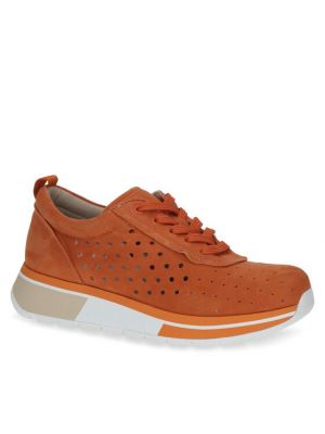 Szarvasbőr sneakers Caprice narancsszínű