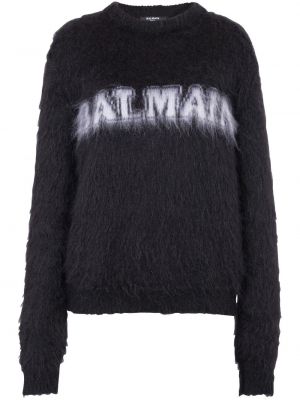 Жакардов пуловер Balmain черно