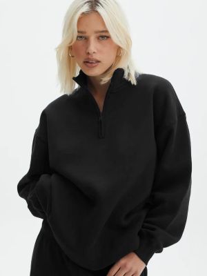 Oversize džemperis ar rāvējslēdzēju Madmext melns