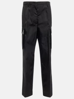 Černé cargo kalhoty z nylonu Prada