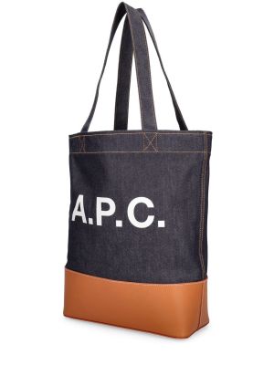 Кожени шопинг чанта A.p.c. синьо