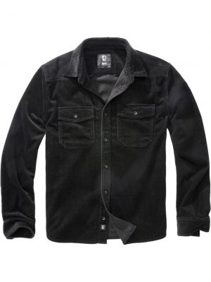 Klasisks garš krekls velveta ar garām piedurknēm Brandit melns