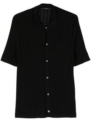 Pletena bombažna srajca Tagliatore črna