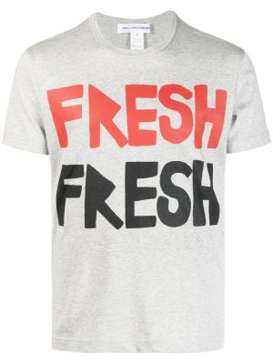 T-shirt avec imprimé slogan en coton à imprimé Comme Des Garçons Shirt gris