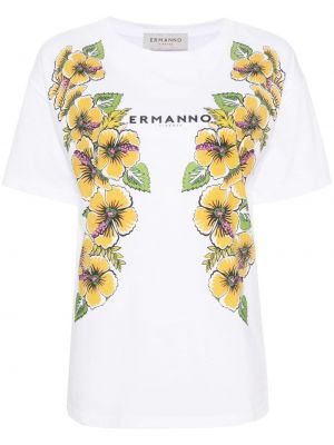 T-krekls ar apdruku Ermanno Firenze balts