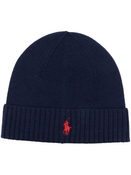 Ull brodert lue Polo Ralph Lauren blå