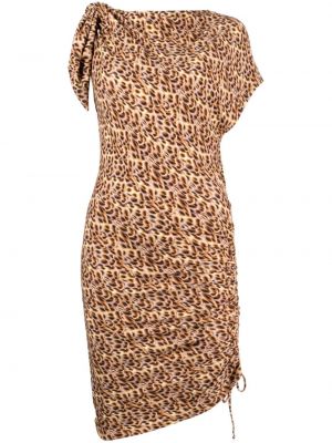 Sukienka z nadrukiem w abstrakcyjne wzory Marant Etoile brązowa