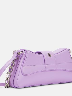 Kožená kabelka Balenciaga fialová