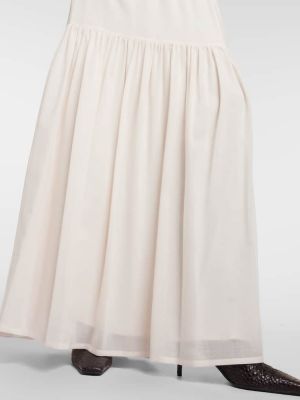 Plisované vlněné dlouhá sukně Max Mara bílé