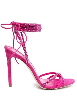 Mežģīņu sandales ar šņorēm Paris Texas rozā