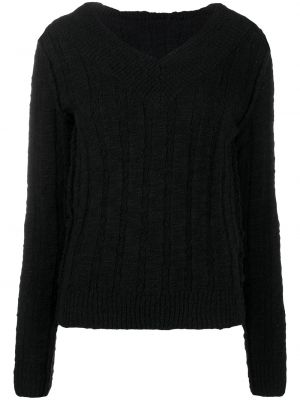 Πλεκτός πουλόβερ με λαιμόκοψη v Dolce & Gabbana μαύρο