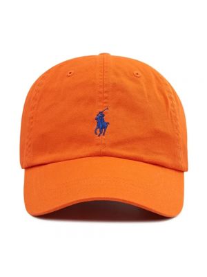 Gorra de algodón Ralph Lauren naranja