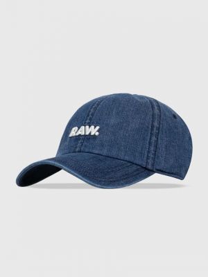 Със звездички памучна шапка с козирки с апликация G-star Raw синьо