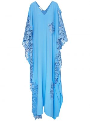 Večernja haljina s čipkom Oscar De La Renta plava