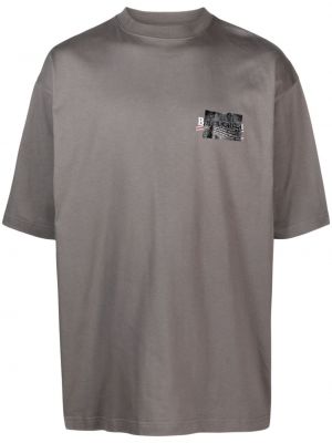Tričko s výšivkou s potlačou s krátkymi rukávmi Balenciaga - sivá