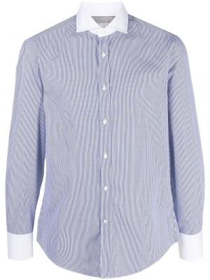 Camisa a rayas manga larga Brunello Cucinelli azul