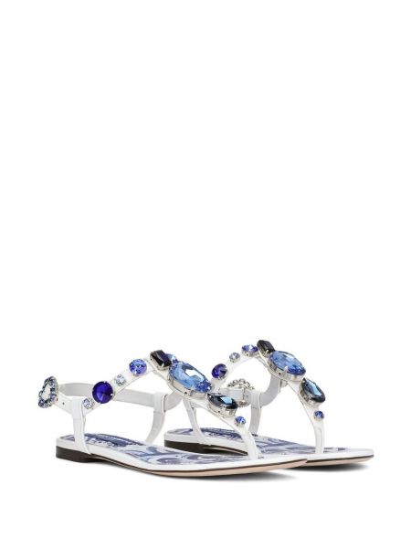 Sandalai su kristalais Dolce & Gabbana balta