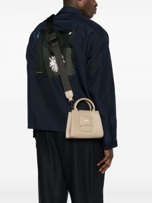 Leder shopper handtasche mit print Omc braun