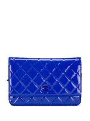 Prošívaná kožená taška přes rameno Chanel Pre-owned modrá