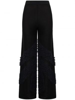 Viskózové bavlněné lněné zvonové kalhoty Dion Lee - černá