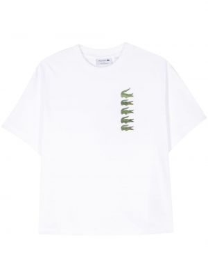 Βαμβακερή μπλούζα με σχέδιο Lacoste λευκό