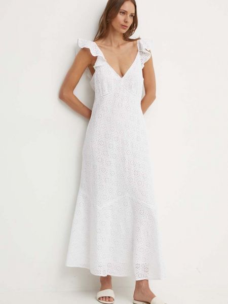 Lanena polo haljina Polo Ralph Lauren bijela