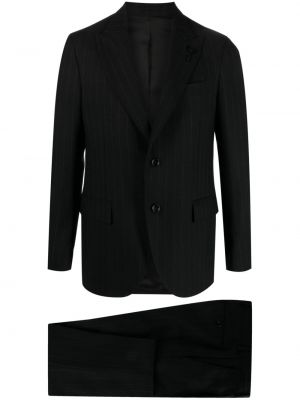Pruhovaný vlněný oblek Lardini černý