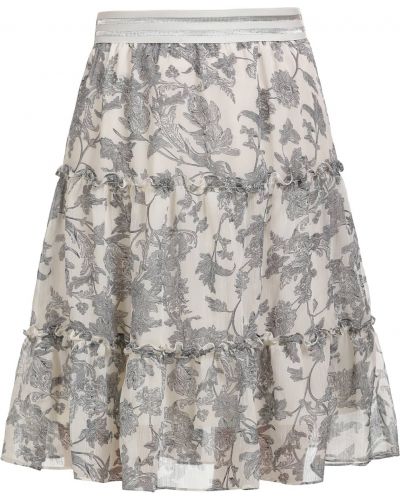 Priehľadná kvetinová priliehavá midi sukňa Mymo Now - biela
