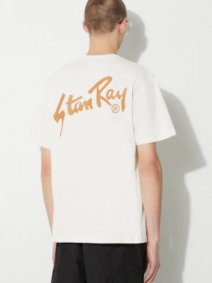 Koszulka bawełniana z nadrukiem z krótkim rękawem Stan Ray beżowa