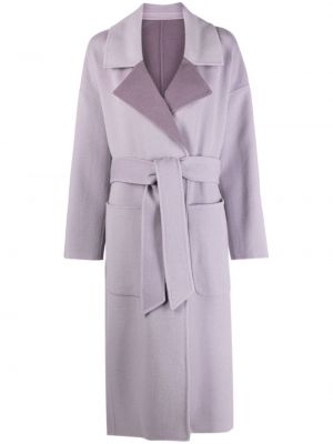 Oboustranný vlněný kabát Calvin Klein fialový